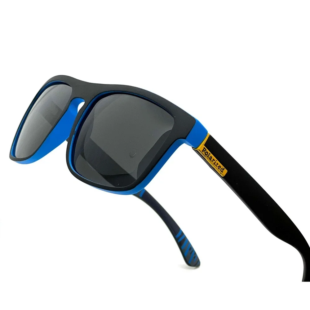 Men Black Blue Sport Wrap Frame UV Protection Eyewear Polarized Sunglasses Gafas